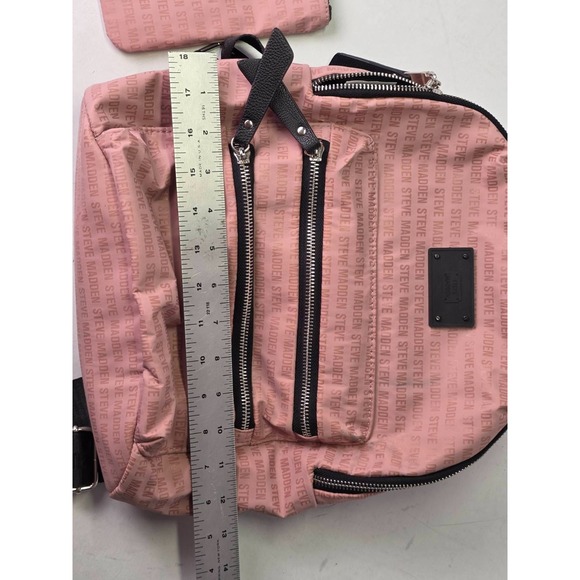 Steve Madden Women's Backpack Pink Black For School Nylon Bag - Picture 3 of 14